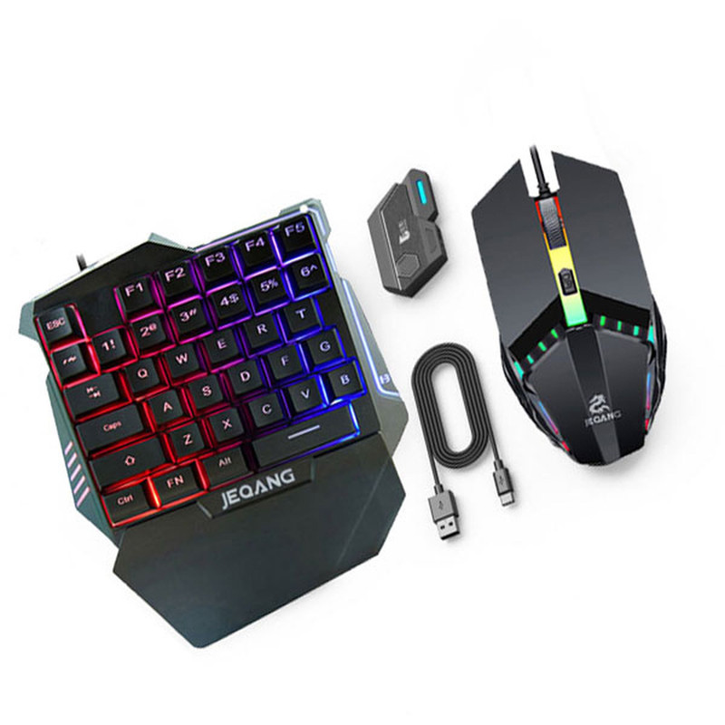 مینی کیبورد و ماوس گیمینگ جکنگ مدل JK-913، سوییچ ممبران، نورپردازی RGB LED