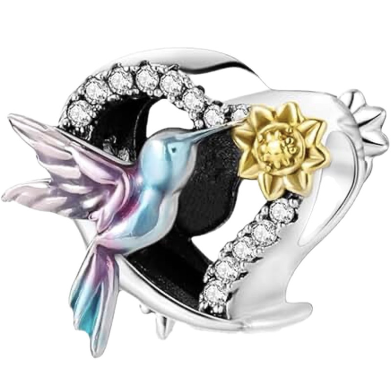 آویز گردنبند نقره زنانه پاندورا مدل Humming bird in heart 65131