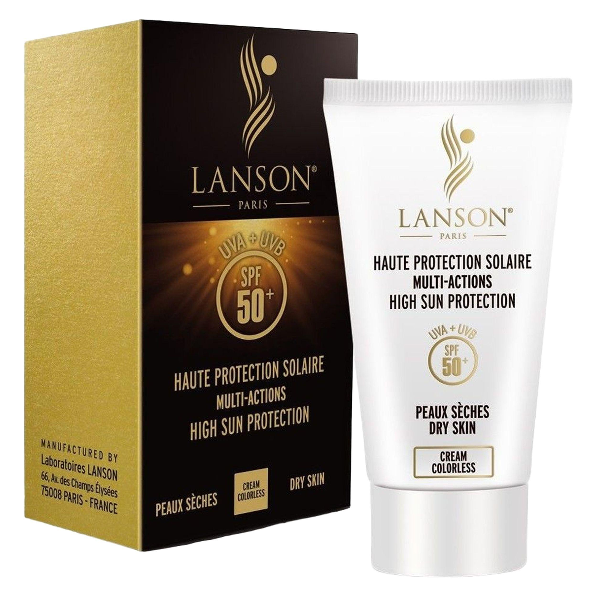 کرم ضدآفتاب بی‌رنگ لانسون SPF50 مدل مولتی اکشن، مناسب پوست‌های خشک، حجم 40 میلی‌لیتر