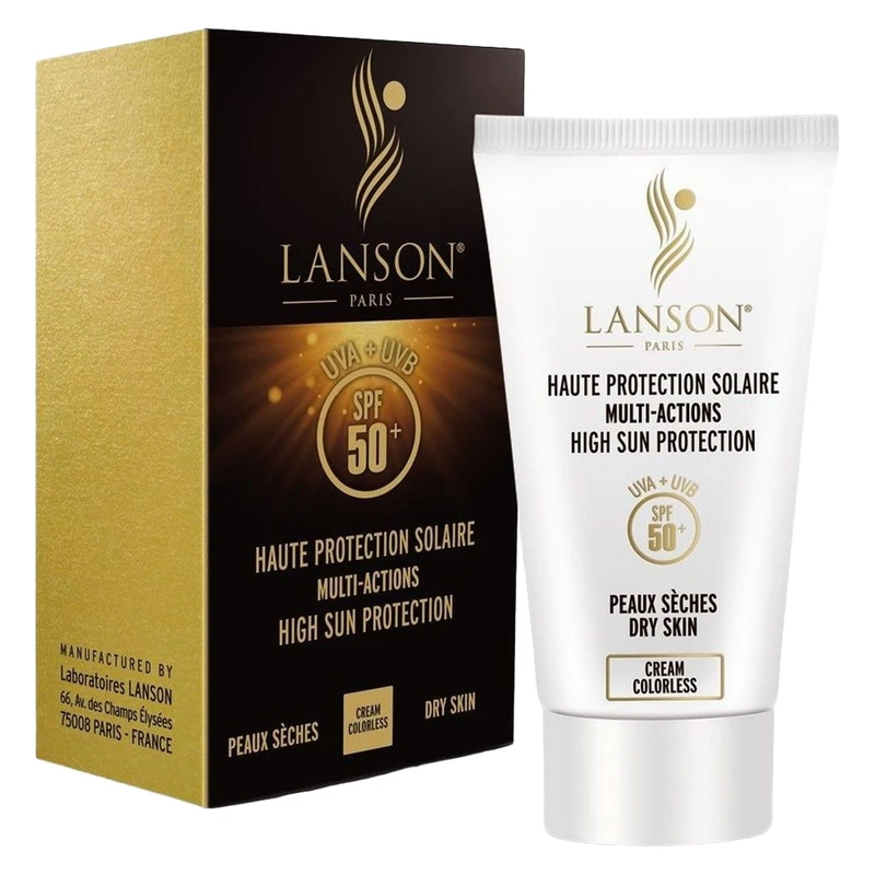 کرم ضدآفتاب بی‌رنگ لانسون SPF50 مدل مولتی اکشن، مناسب پوست‌های خشک، حجم 40 میلی‌لیتر