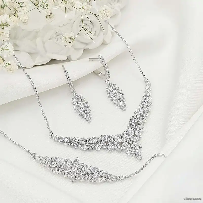 نیم ست نقره زنانه مدل گندم BS 58