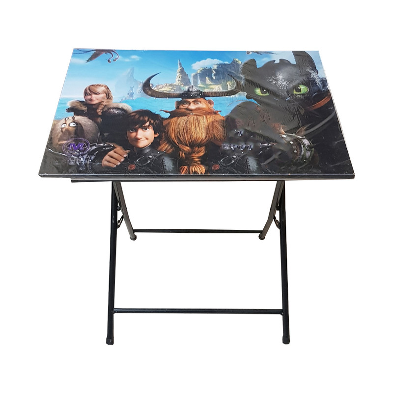 ست میز تحریر و صندلی مدل تاشو نرمال طرح اژدها سوار