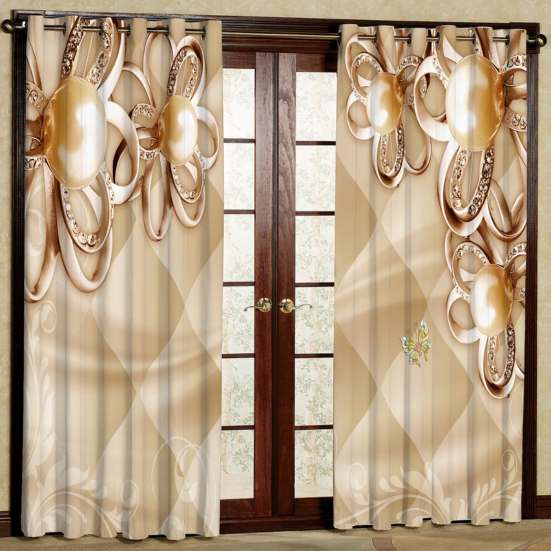  پرده بارمان دکور طرح گل مدل مخمل پانچی کد 5194LR W سایز 140x280 سانتی متر