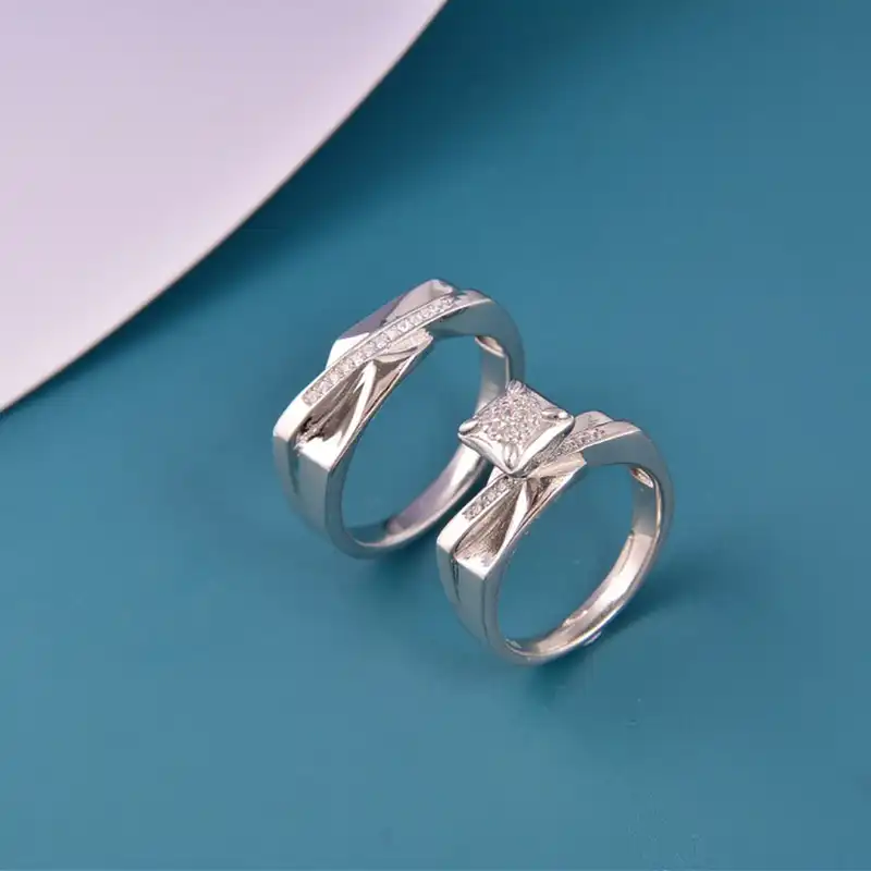 ست انگشتر نقره  زنانه و مردانه شهر جواهر مدل SJ-VN005