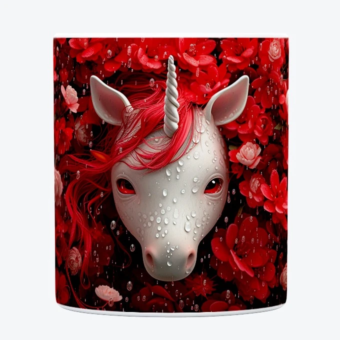 ماگ حس آمیزی طرح اسب تکشاخ مدل یونیکورن و گل کد 050