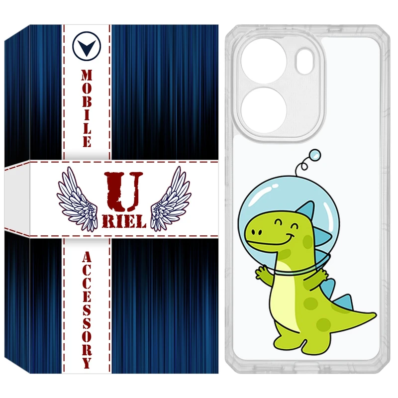 کاور یوریل مدل Clear کد 62 طرح دایناسور فضانورد مناسب برای گوشی موبایل شیائومی Poco X7 Pro