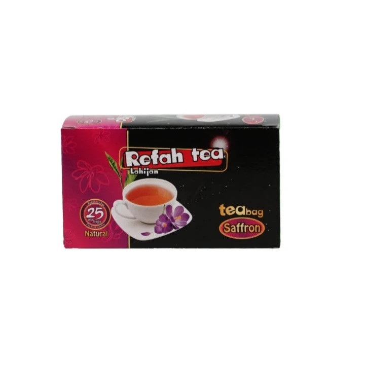 چای سیاه با طعم زعفران طبیعی رفاه لاهیجان بسته 25 عددی