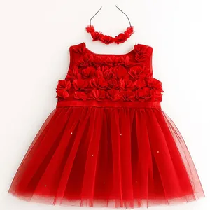 ست پیراهن و تل مو دخترانه  مدل گل رز