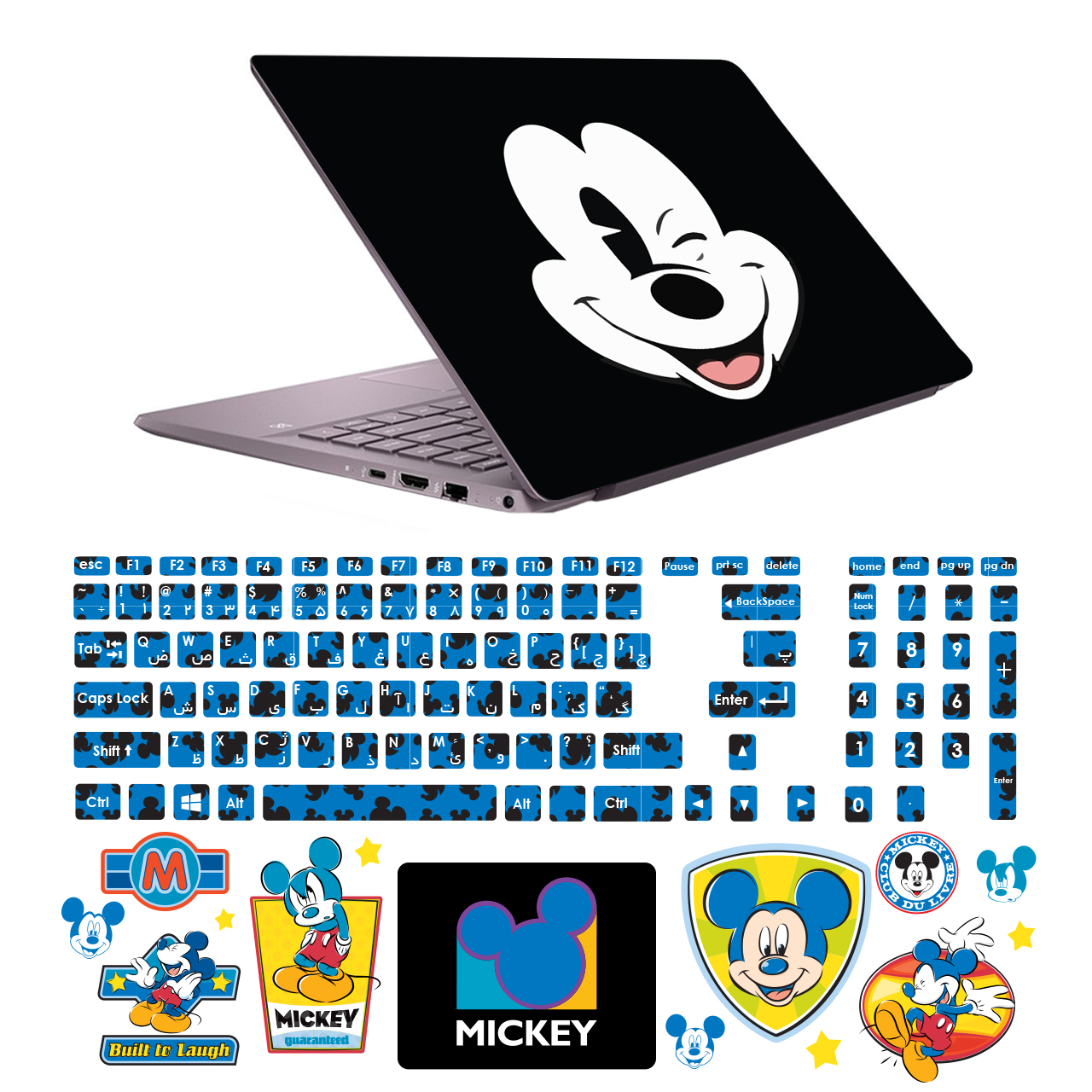 استیکر لپ تاپ مدل 6010 hk به همراه برچسب حروف فارسی کیبورد