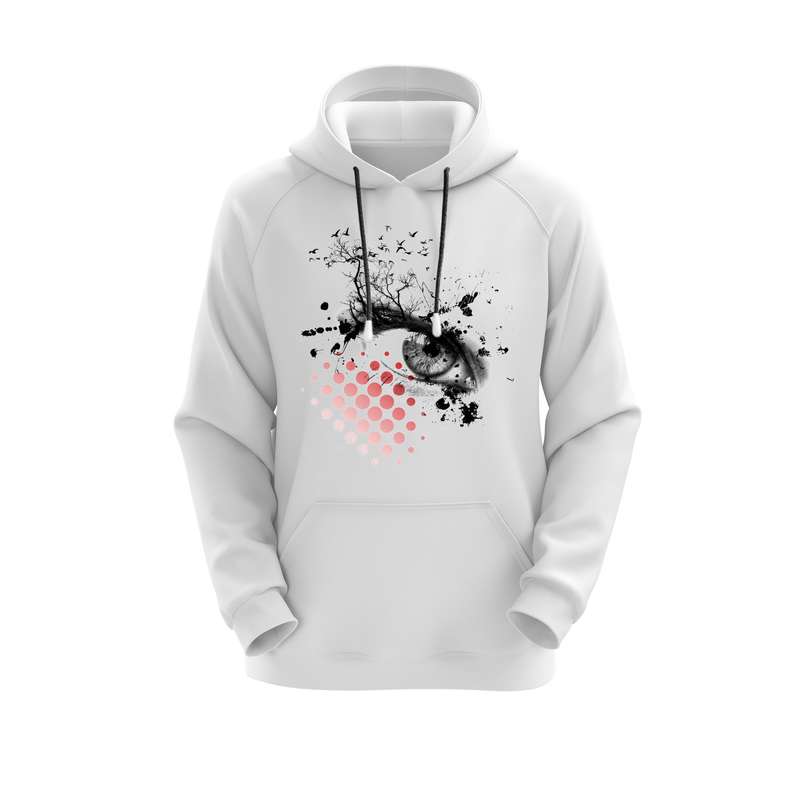 هودی زنانه مدل چشم کد E51 رنگ سفید