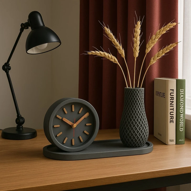 عکس شماره 4 : ست دکوری بتنی مدل اصالت به همراه سینی