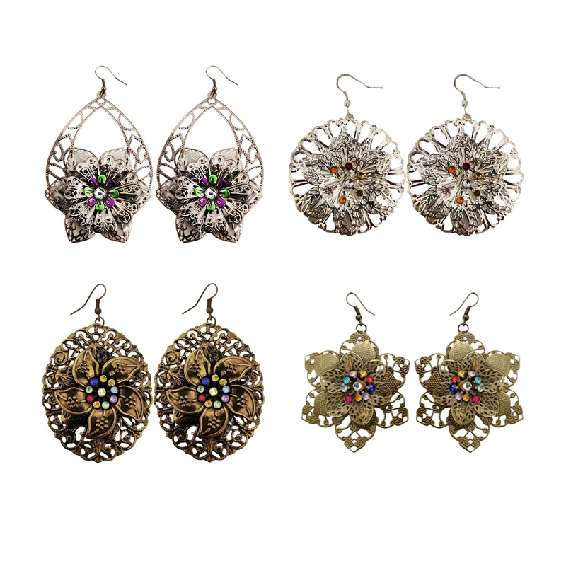 گوشواره زنانه مدل پرنسسی فانتزی مجموعه 4 عددی