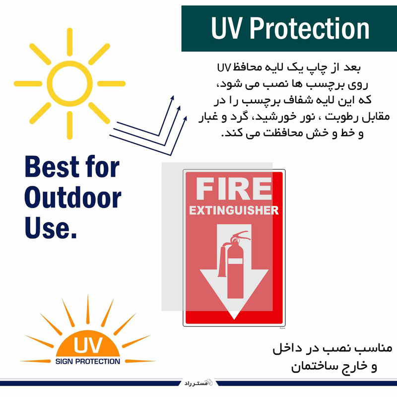 برچسب راهنما مستر راد طرح محل نصب کپسول آتش‌نشانی کد HSE-OSHA-001