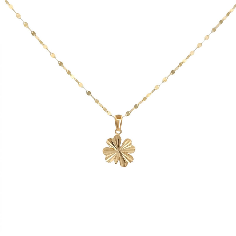 گردنبند طلا 18 عیار زنانه با زنجیر پولکی رضا گلد مدل شبدرِ تابان Clover