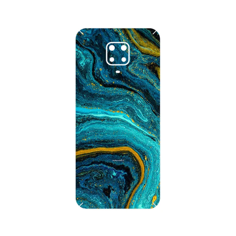 برچسب پوششی ماهوت مدل Turquoise marblewith golden streaks مناسب برای گوشی موبایل شیائومی Redmi Note 9 Pro