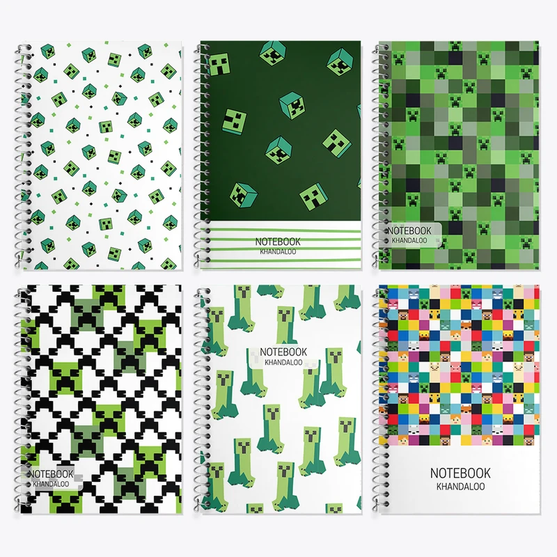 دفتر زبان 50 برگ خندالو مدل دو خط طرح ماینکرفت (Minecraft) کد 39 مجموعه 6 عددی