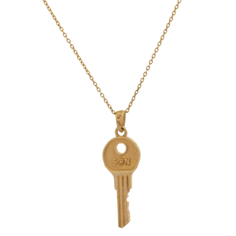 گردنبند طلا 18 عیار زنانه با زنجیر حلقهای (فلامینگو) طلای مستجابی مدل کلید 2 کد T1433