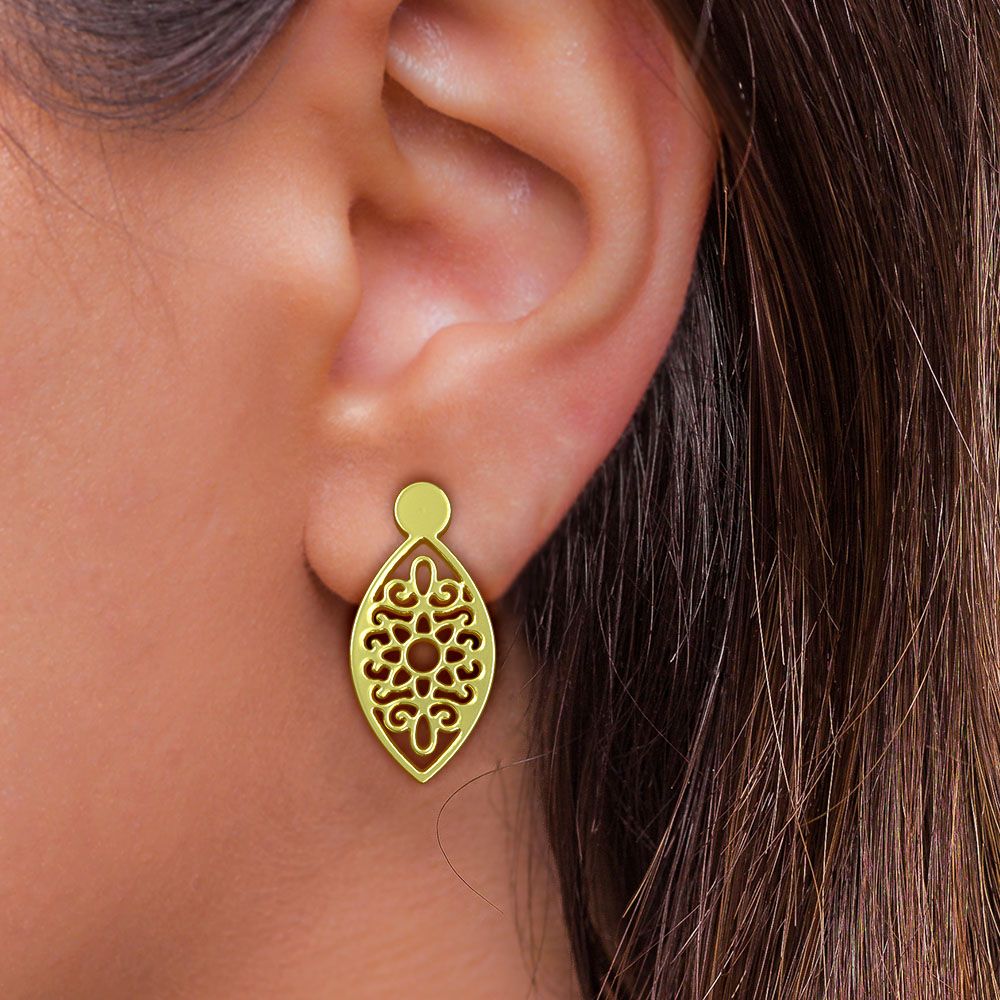 گوشواره طلا 18 عیار زنانه مدوپد مدل هندسی کد GA1-10766 -  - 3