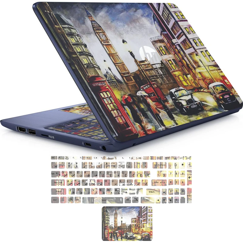   استیکر لپ تاپ راتیانا مدل london 04 مناسب برای لپ تاپ 15 تا 17 اینچ به همراه برچسب حروف فارسی کیبورد