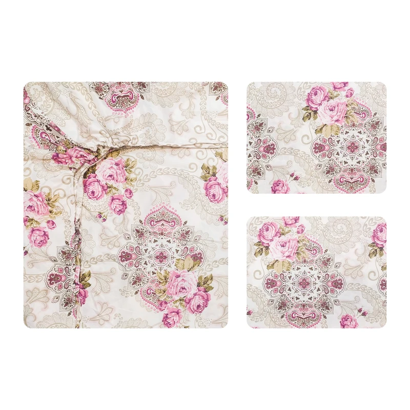 سرویس ملحفه آدنو مدل فرخنده کد CH90 دونفره 3تکه