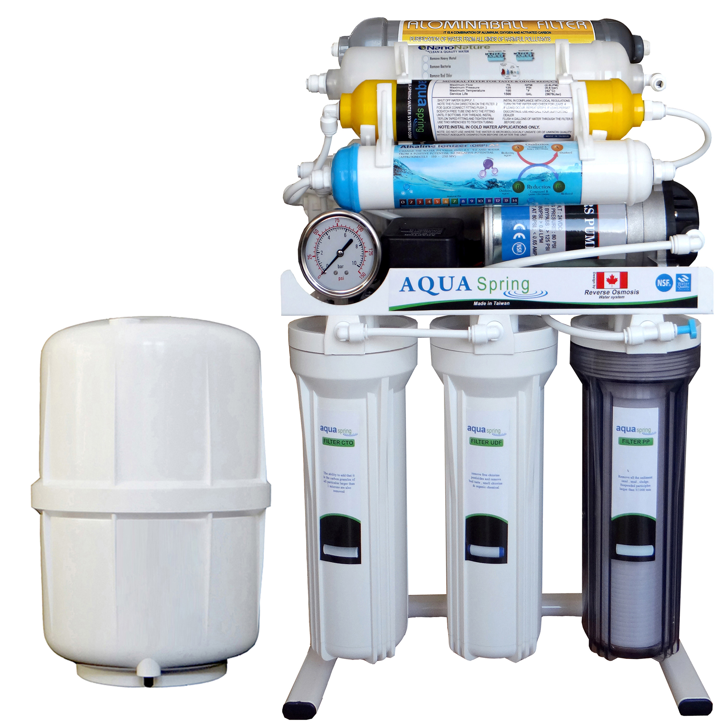 دستگاه تصفیه کننده آب آکوآ اسپرینگ مدل RO-NF7500 به همراه فیلتر تصفیه آب بسته 4 عددی