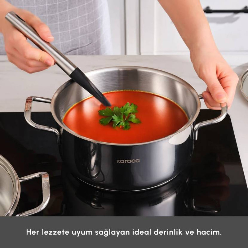 سرویس قابلمه و تابه استیل 9 پارچه کاراجا مدل Aris İnduksiyon