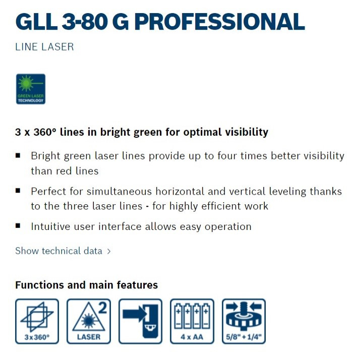 تراز لیزری بوش مدل GLL 3-80G