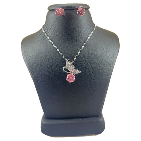 نیم ست نقره زنانه سواروسکی مدل مکعب پروانه کد 965432 نیم ست نقره زنانه سواروسکی مدل مکعب پروانه کد 965432