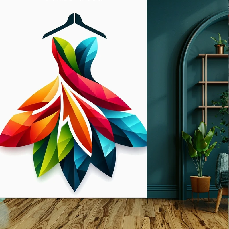 کاغذ دیواری طرح دیزاین لباس مدل برگ رنگی کد KF611