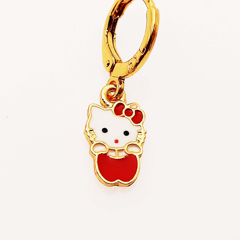 گوشواره دخترانه طرح گربه و قلب مدل 509GUD