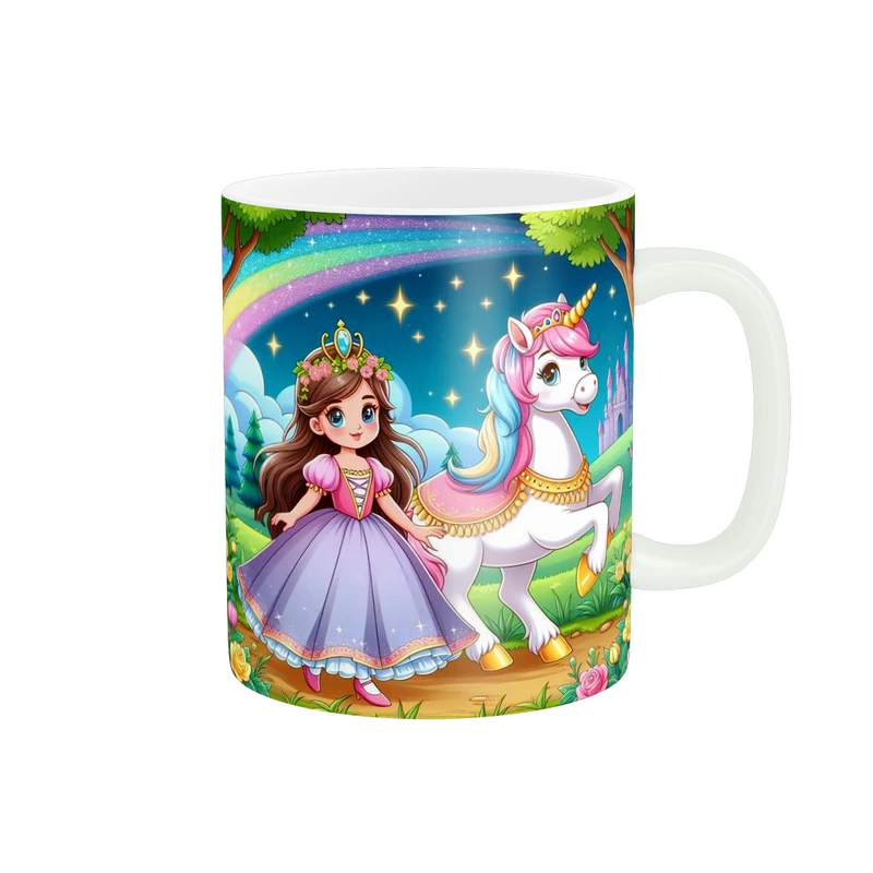 ماگ پاد آفرین مدل فانتزی طرح کارتونی دختر تک شاخ یونیکورن کیوت کد p11896