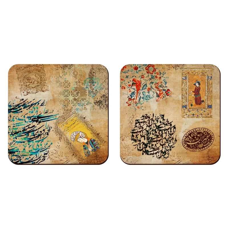 زیر لیوانی مدل شاهنامه کد Shahrad_15 مجموعه 2 عددی