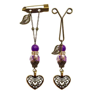 ست گیره روسری و سنجاق سینه زنانه مدل قلب