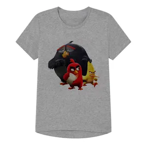 تی شرت آستین کوتاه پسرانه مدل پرندگان خشم گین کد SH22 رنگ طوسی