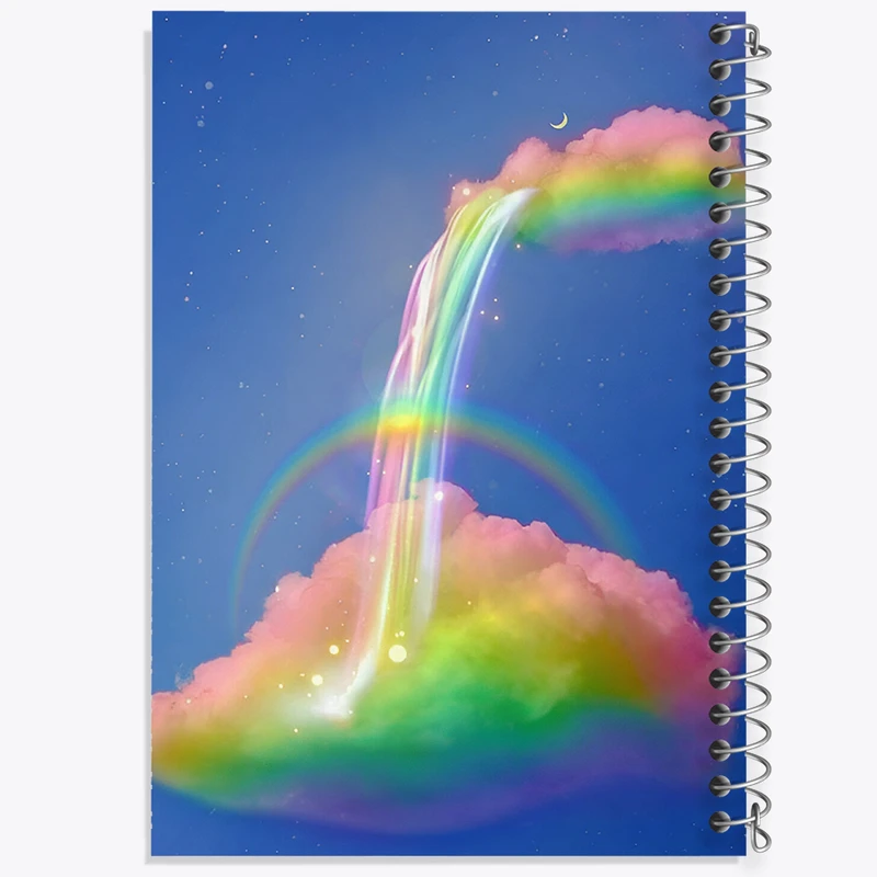 دفتر ژورنال نویسی 50 برگ خندالو مدل نقطه ای طرح ابر و رنگین کمان کد F6448