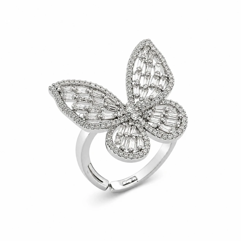 انگشتر زنانه وای اس ایکس مدل پروانه فول نگین