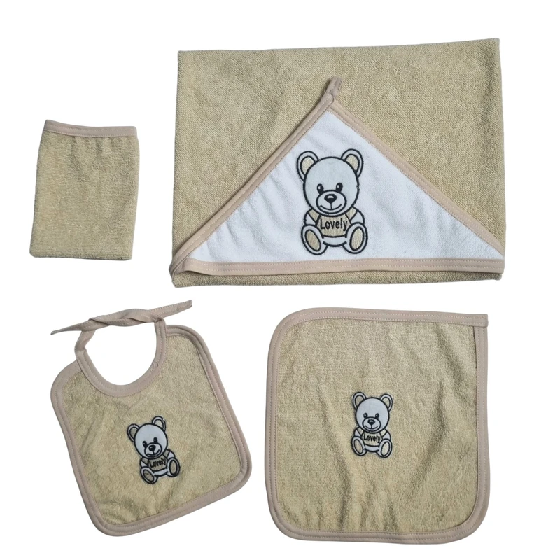 ست 4 تکه حوله نوزادی طرح خرسی