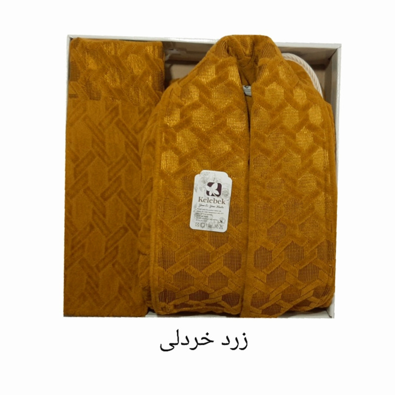 سرویس حوله پالتویی 4 تکه کلبک طرح کندو کد B55