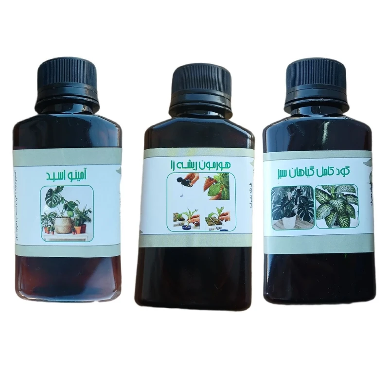 کود مایع امینو اسید و کود کامل گیاهان سبز و هورمون ریشه زا مدل life drop حجم 110 میلی لیتر بسته 3 عددی