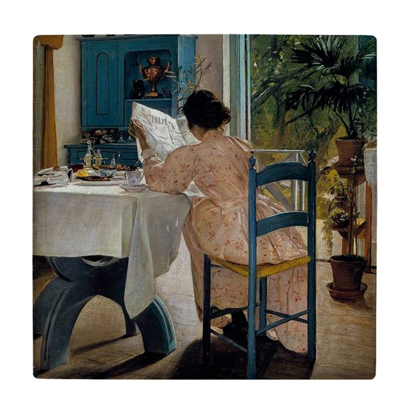  زیر لیوانی طرح نقاشی زن و روزنامه کد    3455374_1319