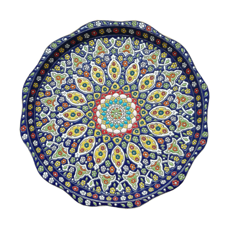 سینی سفالی میناکاری طرح لاله