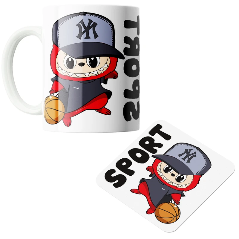 ماگ پاد آفرین مدل لبوبو کد z126 به همراه زیر لیوانی