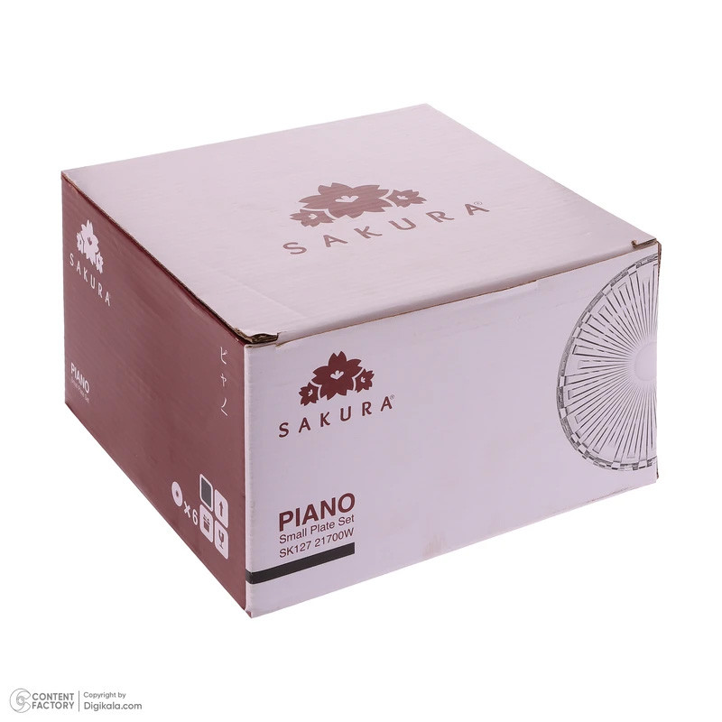 آجیل‌خوری و پیش‌دستی شیشه‌ای ساکورا مدل Piano کد SK1272، بسته 12 عددی، دایره‌ای، قابل شست‌وشو با دست و ماشین ظرفشویی