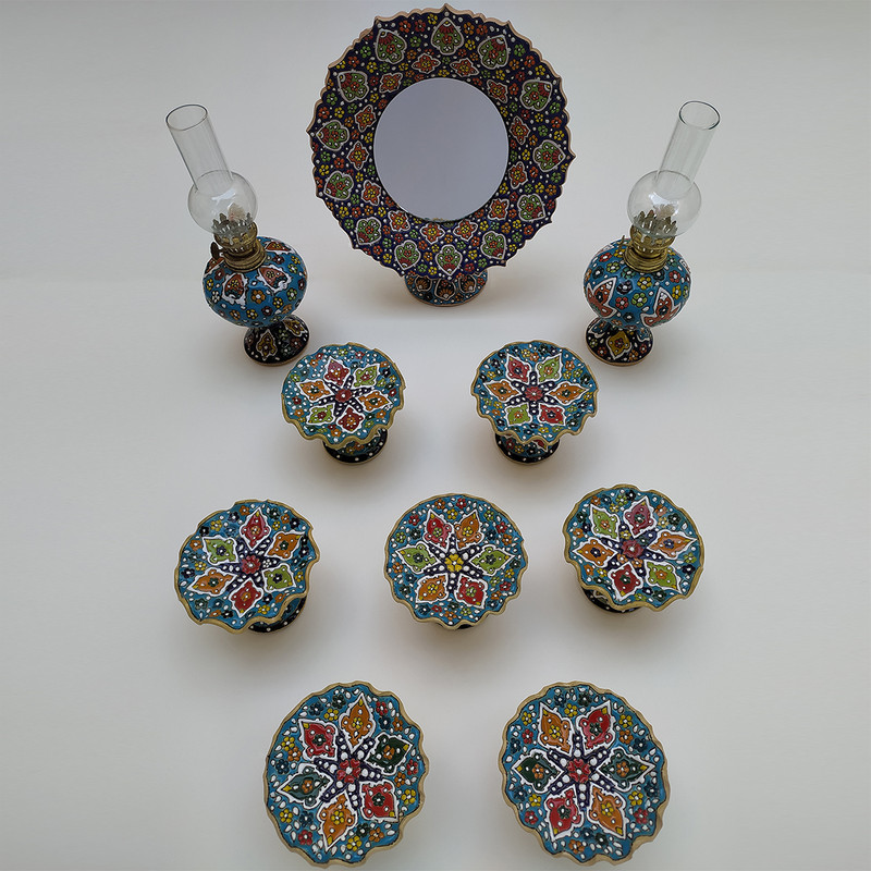  مجموعه ظروف هفت سین 10 پارچه مدل میناکاری کد HS-010