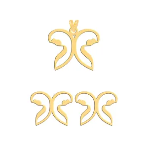 نیم ست طلا 18 عیار زنانه فرشته طرح پروانه  WHSLZ-000508