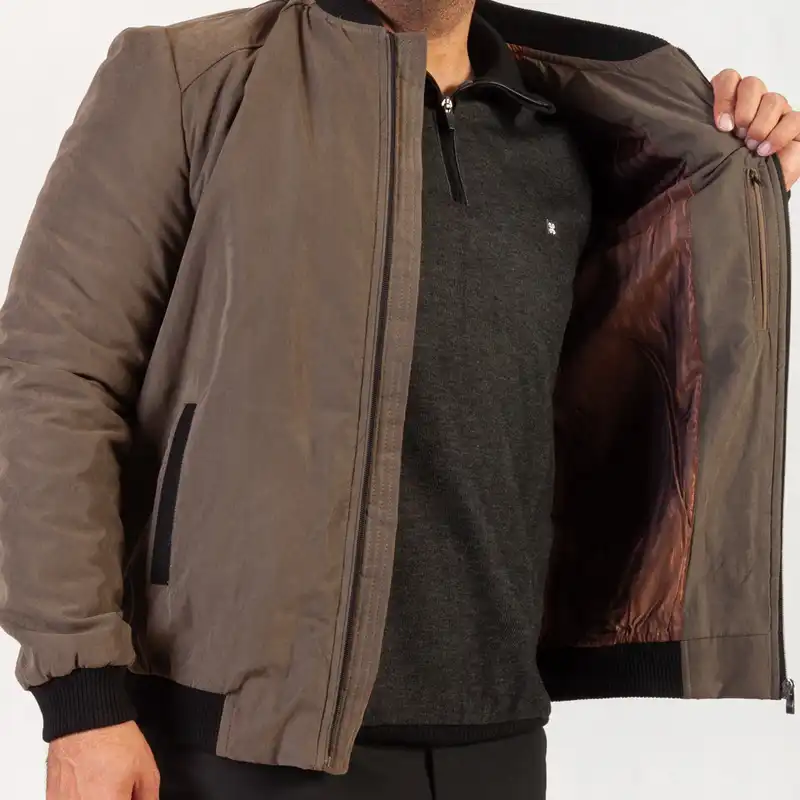 کاپشن بهاره مردانه برانگو مدل تک رویه رنگ خاکی