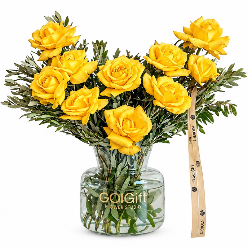 جعبه گل رز طبیعی گل گیفت مدل گلدان گل لمون کد 1616