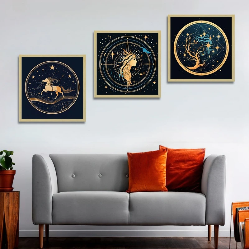 تابلو بکلیت طرح صورت های فلکی مدل شاین اکلیلی BE-1286 مجموعه 3 عددی