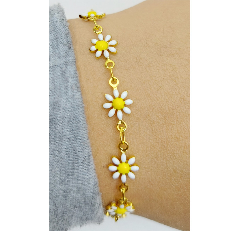 دستبند دخترانه مدل گل بابونه دستبند دخترانه مدل گل بابونه