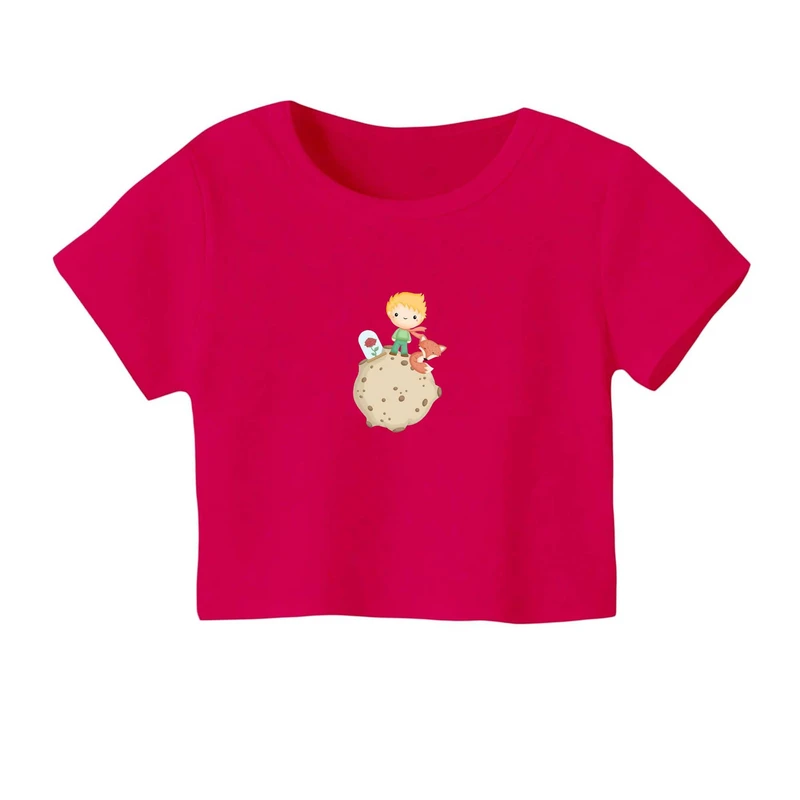 کراپ‌ تی‌شرت آستین کوتاه زنانه مدل شازده کوچولو کد 5